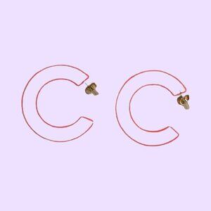 C shaped pink lined earrings
